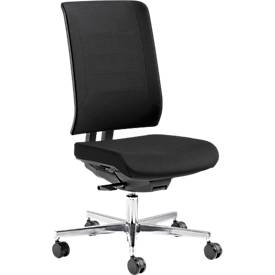 Schäfer Shop Genius Bürostuhl SSI PROLINE PREMIUM P2+, teilautomatische 3D-Synchronmechanik, ohne Armlehnen, Polster-Rückenlehne, schwarz/alusilber