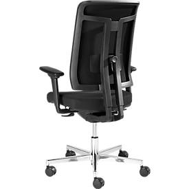 Schäfer Shop Genius Bürostuhl SSI PROLINE PREMIUM P2, teilautomatische Synchronmechanik, mit Armlehnen, Polster-Rückenlehne, schwarz/alusilber