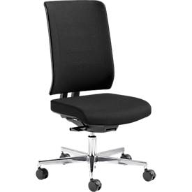 Schäfer Shop Genius Bürostuhl SSI PROLINE PREMIUM P2, teilautomatische Synchronmechanik, ohne Armlehnen, Polster-Rückenlehne, schwarz/alusilber