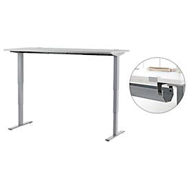 Schäfer Shop Genius bureau Aero Flex, elektrisch in hoogte verstelbaar, B 1600 x D 800 x H 620-1280 mm, aluminium lichtgrijs/wit + kabelgoot