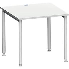 Schäfer Shop Genius Bureau MODENA FLEX, tube rond à 4 pieds, L 800 x P 800 mm, gris clair/alu blanc
