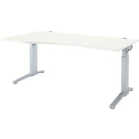 Schäfer Shop Genius Schäfer Shop  Genius Bureautafel PLANOVA ERGOSTYLE, aanbouw links, handmatig in hoogte verstelbaar met inbussleutel, B 1800 mm, wit/blank aluminium