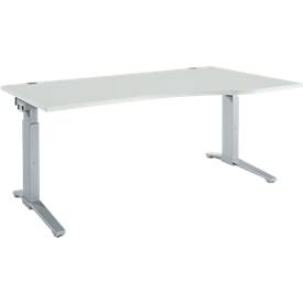 Schäfer Shop Genius Schäfer Shop  Genius Bureautafel PLANOVA ERGOSTYLE, aanbouw rechts, handmatig in hoogte verstelbaar met inbussleutel, B 1800 mm, lichtgrijs/blank aluminium