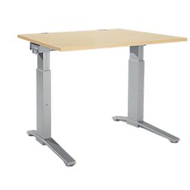 Schäfer Shop Genius Schäfer Shop  Genius Bureautafel PLANOVA ergoSTYLE, C-poot, rechthoek, handm. in hoogte verstelbaar, B 1200 x D 800 x H 675-895 mm, esdoornpatroon/blank aluminium