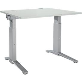 Schäfer Shop Genius Schäfer Shop  Genius Bureautafel PLANOVA ergoSTYLE, C-poot, rechthoek, handm. in hoogte verstelbaar, B 1200 x D 800 x H 675-895 mm, lichtgrijs/blank aluminium