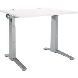 Schäfer Shop Genius Schäfer Shop  Genius Bureautafel PLANOVA ergoSTYLE, C-poot, rechthoek, handm. in hoogte verstelbaar, B 1200 x D 800 x H 675-895 mm, wit/blank aluminium