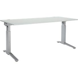 Schäfer Shop Genius Schäfer Shop  Genius Bureautafel PLANOVA ergoSTYLE, C-poot, rechthoek, handm. in hoogte verstelbaar, B 1800 x D 800 x H 675-895 mm, lichtgrijs/blank aluminium