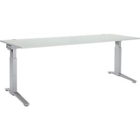 Schäfer Shop Genius Schäfer Shop  Genius Bureautafel PLANOVA ergoSTYLE, C-poot, rechthoek, handm. in hoogte verstelbaar, B 2000 x D 800 x H 675-895 mm, lichtgrijs/blank aluminium