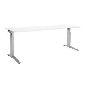 Schäfer Shop Genius Schäfer Shop  Genius Bureautafel PLANOVA ergoSTYLE, C-poot, rechthoek, handm. in hoogte verstelbaar, B 2000 x D 800 x H 675-895 mm, wit/blank aluminium