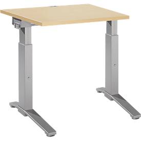 Schäfer Shop Genius Schäfer Shop  Genius Bureautafel PLANOVA ergoSTYLE, C-poot, rechthoek, handm. in hoogte verstelbaar, B 800 x D 800 x H 675-895 mm, esdoornpatroon/blank aluminium
