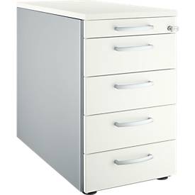 Schäfer Shop Genius Caisson fixe 13333, avec poignée incurvée, l. 435 x H 717 mm, blanc/alu blanc 