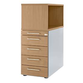 Schäfer Shop Genius Caisson haut avec module à poser, verrouillable, L 435 x P 800 x H 1092 mm, poignées carrées, décor merisier Romana 