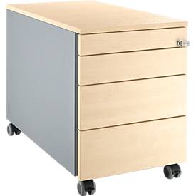 Schäfer Shop Genius Caisson mobile 1233, avec gorge de préhension, l. 435 x H 577 mm, coloris alu blanc/alu blanc/érable 