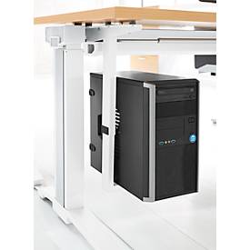 Schäfer Shop Genius CPU-Halter für Schreibtisch e PLANOVA ERGOSTYLE, breiten- & höhenverstellb., Stahl pulverbeschichtet, weiß