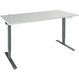 Schäfer Shop Genius desk AERO FLEX, electrically height-adjustable, rectangular, T-foot, W 1200 mm, light gray/anthracite + memory panel