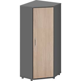 Schäfer Shop Genius Eckschrank TETRIS WOOD, 5 OH, B 800 x H 1910 mm, Höhe inkl. Gleiter, graphit/Eiche