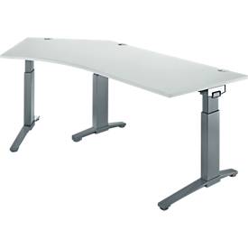 Schäfer Shop Genius ERGOSTYLE S bureau, 135°, C-voet frame, links uittrekbaar, handmatig in hoogte verstelbaar, melaminehars gecoat, B 2165 x D 800 x H 675-895 mm, lichtgrijs/antraciet