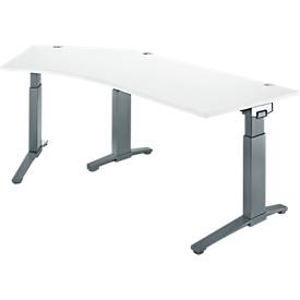Schäfer Shop Genius ERGOSTYLE S bureau, 135°, C-voet frame, links uittrekbaar, handmatig in hoogte verstelbaar, melaminehars gecoat, B 2165 x D 800 x H 675-895 mm, wit/antraciet