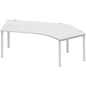 Schäfer Shop Genius escritorio angular MODENA FLEX 135°, fijación derecha, aluminio gris claro/blanco