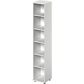 Schäfer Shop Genius estantería TETRIS WOOD, 6 OH, altura incl. guías, W 400 mm, gris claro