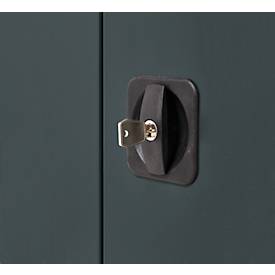 Schäfer Shop Genius Flügeltürenschrank FS, Stahl, mit Belüftungslöchern, B 1055 x T 520 x H 1105 mm, 3 OH, Lichtgrau/Anthrazitgrau, bis 300 kg