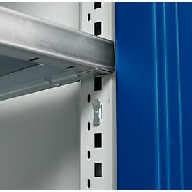 Schäfer Shop Genius Flügeltürenschrank FS, Stahl, mit Belüftungslöchern, B 1055 x T 520 x H 1105 mm, 3 OH, Lichtgrau/Enzianblau, bis 300 kg