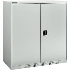 Schäfer Shop Genius Flügeltürenschrank FS, Stahl, mit Belüftungslöchern, B 1055 x T 520 x H 1105 mm, 3 OH, Lichtgrau/Lichtgrau, bis 300 kg