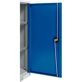 Schäfer Shop Genius Flügeltürenschrank FS, Stahl, mit Belüftungslöchern, B 1055 x T 520 x H 1105 mm, 3 OH, Weißalu/Enzianblau, bis 300 kg