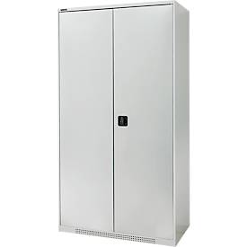 Schäfer Shop Genius Flügeltürenschrank FS, Stahl, mit Belüftungslöchern, B 1055 x T 520 x H 1950 mm, 5 OH, Lichtgrau/Lichtgrau, bis 500 kg