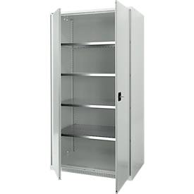 Schäfer Shop Genius Flügeltürenschrank FS, Stahl, mit Belüftungslöchern, B 1055 x T 620 x H 1950 mm, 5 OH, Lichtgrau/Lichtgrau, bis 500 kg 