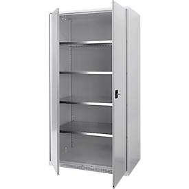 Schäfer Shop Genius Flügeltürenschrank FS, Stahl, mit Belüftungslöchern, B 1055 x T 620 x H 1950 mm, 5 OH, Weißalu/Weißalu, bis 500 kg 