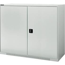 Schäfer Shop Genius Flügeltürenschrank FS, Stahl, mit Belüftungslöchern, B 1343 x T 520 x H 1105 mm, 3 OH, Lichtgrau/Lic