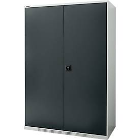 Schäfer Shop Genius Flügeltürenschrank FS, Stahl, mit Belüftungslöchern, B 1343 x T 620 x H 1950 mm, 5 OH, Lichtgrau/Anthrazitgrau, bis 750 kg 