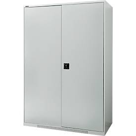 Schäfer Shop Genius Flügeltürenschrank FS, Stahl, mit Belüftungslöchern, B 1343 x T 620 x H 1950 mm, 5 OH, Lichtgrau/Lichtgrau, bis 750 kg 