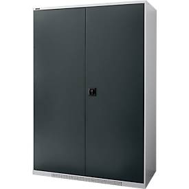 Schäfer Shop Genius Flügeltürenschrank FS, Stahl, mit Belüftungslöchern, B 1343 x T 620 x H 1950 mm, 5 OH, Weißalu/Anthrazitgrau, bis 750 kg 