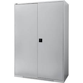 Schäfer Shop Genius Flügeltürenschrank FS, Stahl, mit Belüftungslöchern, B 1343 x T 620 x H 1950 mm, 5 OH, Weißalu/Weißalu, bis 750 kg 