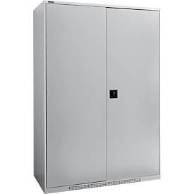 Schäfer Shop Genius Flügeltürenschrank FS, Stahl, mit Belüftungslöchern, B 1343 x T 620 x H 1950 mm, 5 OH, Weißalu/Weißalu, bis 750 kg 