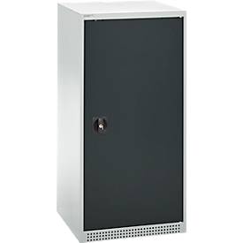 Schäfer Shop Genius Flügeltürenschrank FS, Stahl, mit Belüftungslöchern, B 545 x T 520 x H 1105 mm, 3 OH, Lichtgrau/Anthrazitgrau, bis 150 kg