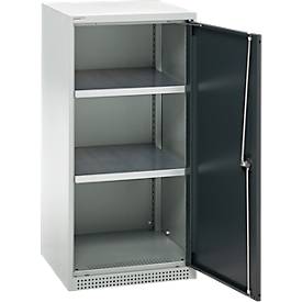 Schäfer Shop Genius Flügeltürenschrank FS, Stahl, mit Belüftungslöchern, B 545 x T 520 x H 1105 mm, 3 OH, Lichtgrau/Anthrazitgrau, bis 150 kg