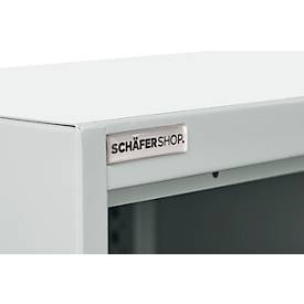 Schäfer Shop Genius Flügeltürenschrank FS, Stahl, mit Belüftungslöchern, B 545 x T 520 x H 1105 mm, 3 OH, Lichtgrau/Anthrazitgrau, bis 150 kg