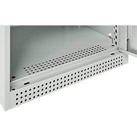 Schäfer Shop Genius Flügeltürenschrank FS, Stahl, mit Belüftungslöchern, B 545 x T 520 x H 1105 mm, 3 OH, Lichtgrau/Lichtgrau, bis 150 kg