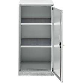 Schäfer Shop Genius Flügeltürenschrank FS, Stahl, mit Belüftungslöchern, B 545 x T 520 x H 1105 mm, 3 OH, Lichtgrau/Lichtgrau, bis 150 kg