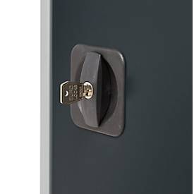 Schäfer Shop Genius Flügeltürenschrank FS, Stahl, mit Belüftungslöchern, B 545 x T 520 x H 1105 mm, 3 OH, Weißalu/Anthrazitgrau, bis 150 kg