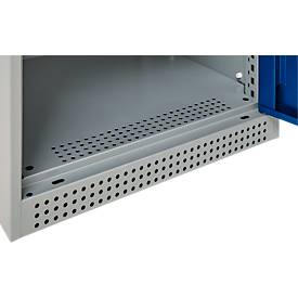 Schäfer Shop Genius Flügeltürenschrank FS, Stahl, mit Belüftungslöchern, B 545 x T 520 x H 1105 mm, 3 OH, Weißalu/Enzianblau, bis 150 kg