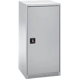 Schäfer Shop Genius Flügeltürenschrank FS, Stahl, mit Belüftungslöchern, B 545 x T 520 x H 1105 mm, 3 OH, Weißalu/Weißalu, bis 150 kg