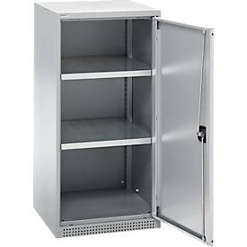 Schäfer Shop Genius Flügeltürenschrank FS, Stahl, mit Belüftungslöchern, B 545 x T 520 x H 1105 mm, 3 OH, Weißalu/Weißalu, bis 150 kg