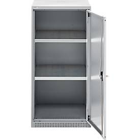 Schäfer Shop Genius Flügeltürenschrank FS, Stahl, mit Belüftungslöchern, B 545 x T 520 x H 1105 mm, 3 OH, Weißalu/Weißalu, bis 150 kg