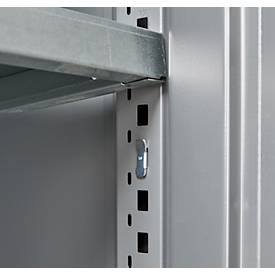 Schäfer Shop Genius Flügeltürenschrank FS, Stahl, mit Belüftungslöchern, B 545 x T 520 x H 1105 mm, 3 OH, Weißalu/Weißalu, bis 150 kg