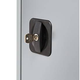 Schäfer Shop Genius Flügeltürenschrank FS, Stahl, mit Belüftungslöchern, B 545 x T 520 x H 1105 mm, 3 OH, Weißalu/Weißalu, bis 150 kg