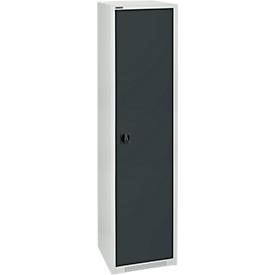 Schäfer Shop Genius Flügeltürenschrank FS, Stahl, mit Belüftungslöchern, B 545 x T 520 x H 1950 mm, 5 OH, Lichtgrau/Anthrazitgrau, bis 250 kg